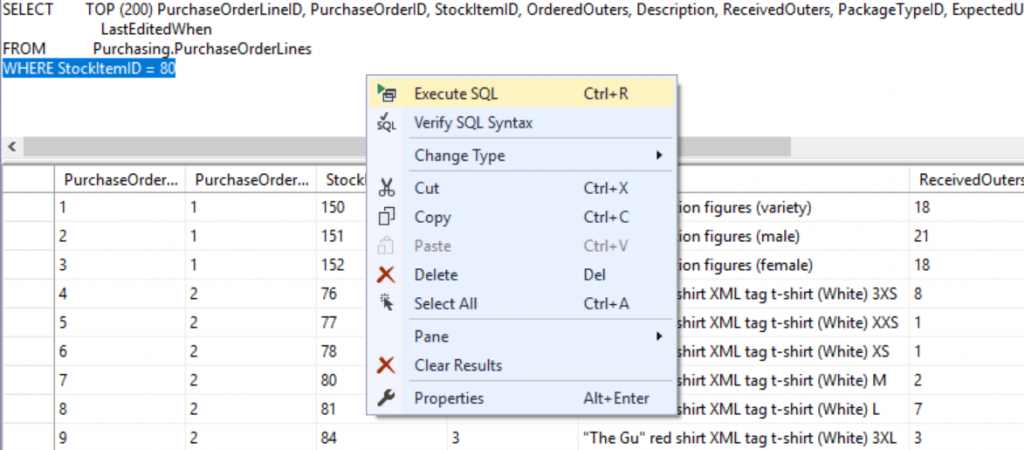 Edit Top 200 Rows Resultset and Edited Query